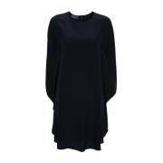 Navy Blue Zijden Jurk Ronde Hals Gianluca Capannolo , Blue , Dames