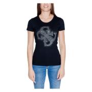 4G Logo Tee Herfst/Winter Collectie Guess , Black , Dames