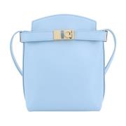 Blauwe Leren Schoudertas met Gancini Salvatore Ferragamo , Blue , Dame...