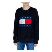 Biologisch Katoenen Vlag Sweater Tommy Jeans , Black , Heren