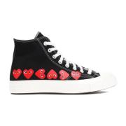 Zwarte Canvas Hi Top Sneakers Comme des Garçons Play , Black , Heren