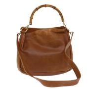 Pre-owned Leather handbags Gucci Vintage , Brown , Dames