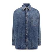 Denim Numeric Signature Shirt MM6 Maison Margiela , Blue , Heren