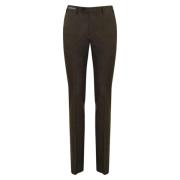 Bruine Wollen Broek Slim Fit Corneliani , Brown , Heren