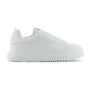 Witte Leren Sneaker met Logo Inzet Emporio Armani , White , Dames