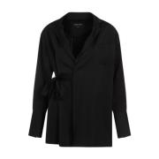 Zwarte Viscose Blazer Wrap Design Fabiana Filippi , Black , Dames