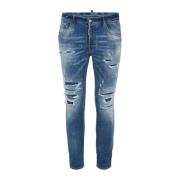 Skater Jeans Denim Slim Fit Dsquared2 , Blue , Heren