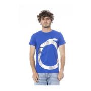 Blauw Logo Print Katoenen T-Shirt Trussardi , Blue , Heren