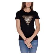 Triangle Leo T-Shirt Herfst/Winter Collectie Guess , Black , Dames