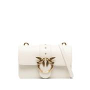 Witte Leren Crossbody Tas met Logo Pinko , White , Dames