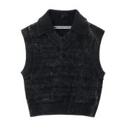 Zwart Intarsia Vest Franse Kraag Alexander Wang , Black , Dames