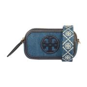 Denim Mini Crossbody Tas Tory Burch , Blue , Dames