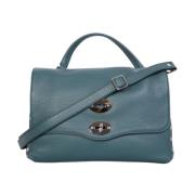 Groene Leren Tas met Draaislot Zanellato , Green , Dames