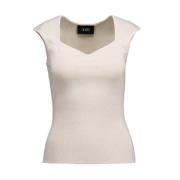 Hartvormige Hals Top Amandel Wit Ibana , White , Dames