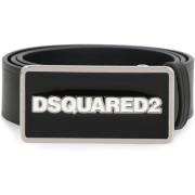 Logo Gesp Leren Riem Dsquared2 , Black , Heren