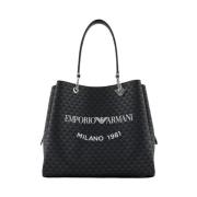 Stijlvolle Leren Tas Emporio Armani , Black , Dames