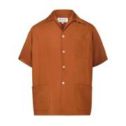 Oranje Bronzen Korte Mouw Overhemd Maison Margiela , Brown , Heren
