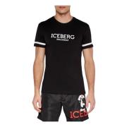 Zwart Katoen Regular Fit T-Shirt Iceberg , Black , Heren