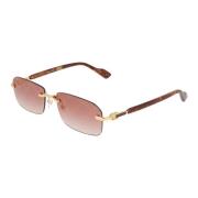 Rechthoekige metalen montuur zonnebril Gucci , Brown , Unisex