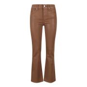 Flared Hoge Taille Imitatie Leren Jeans Paige , Brown , Dames