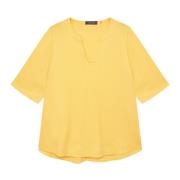 Y-Hals Elleboogmouw T-Shirt Safran Elena Mirò , Yellow , Dames