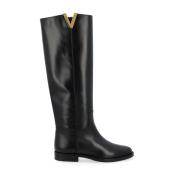 Luxe Zwarte Paardenstal met Gouden V en Rits Via Roma 15 , Black , Dam...