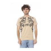 Logo Print Crewneck T-shirt Cavalli Class , Beige , Heren