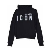 Zwarte Katoenen Sweatshirt met Capuchon en Icon Print Dsquared2 , Blac...