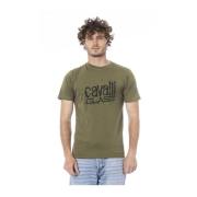 Groene Logo Print Crew Neck T-Shirt Cavalli Class , Green , Heren
