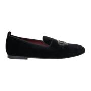 Zwarte Velvet Kristal Loafers Dolce & Gabbana , Black , Heren