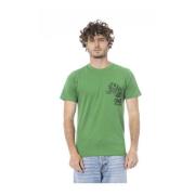 Groene Logo Print Katoenen T-shirt Cavalli Class , Green , Heren