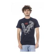 Logo Print Crew Neck T-Shirt Cavalli Class , Blue , Heren