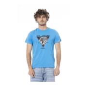 Logo Print Crew Neck T-Shirt Cavalli Class , Blue , Heren