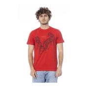 Rode Logo Katoenen Crewneck T-shirt Cavalli Class , Red , Heren