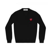 V-Neck Pullover Sweater Comme des Garçons Play , Black , Heren
