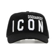 Iconische Zwarte Katoenen Baseballpet Dsquared2 , Black , Dames