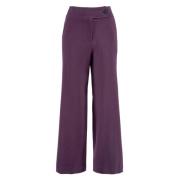 Wijde broek van dubbel crêpe Nenette , Purple , Dames