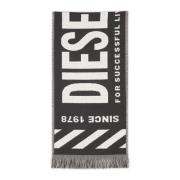 Logo scarf with fringe trims Diesel , Black , Heren