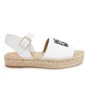 Anagram Leren Platte Sandalen Loewe , White , Dames