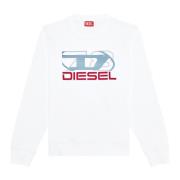 Sweatshirt with logo print Diesel , White , Heren