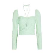 Spearmint Stretch Crêpe Gesneden Top Self Portrait , Green , Dames