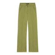 Wideleg Broek met Plooien Luisa Cerano , Green , Dames