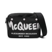 Studded Leather Shoulder Bag Alexander McQueen , Black , Heren