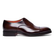 Klassieke Leren Oxford Schoenen Santoni , Brown , Heren