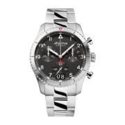 Stalen Quartz Horloge, Zwarte Kast, Zilveren Band Alpina , Gray , Unis...