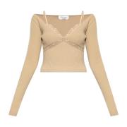 Trui met satijnen inzetstuk Blumarine , Beige , Dames