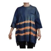 Blauwe Tie Dye Kant T-shirt Dsquared2 , Blue , Dames