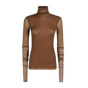 Stretch Bedrukte Tule Jurk Philosophy di Lorenzo Serafini , Brown , Da...