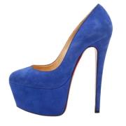 Pre-owned Suede heels Christian Louboutin Pre-owned , Blue , Dames