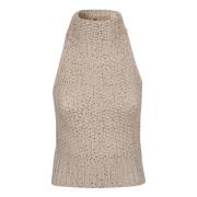 Kristalversierde wolblend top Ermanno Scervino , Beige , Dames